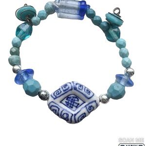 Blue and Silver Beaded Bracelet
